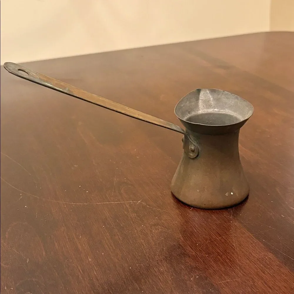 Vintage Brass Coffee Pot with Long Handle